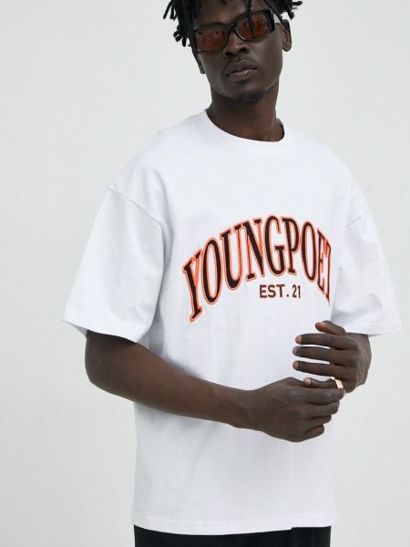 Young Poets Society pamut póló College Yoricko fehér, nyomott mintás