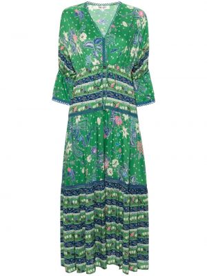 Květinové dlouhé šaty s potiskem Dvf Diane Von Furstenberg zelené