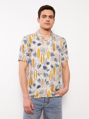 Viskózová priliehavá košeľa s krátkymi rukávmi Lc Waikiki