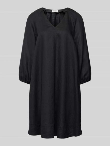 Lniana sukienka mini z dekoltem w serek Marc O'polo czarna