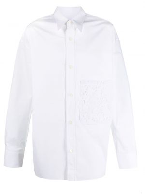 Camisa de flores con bolsillos de encaje Valentino blanco
