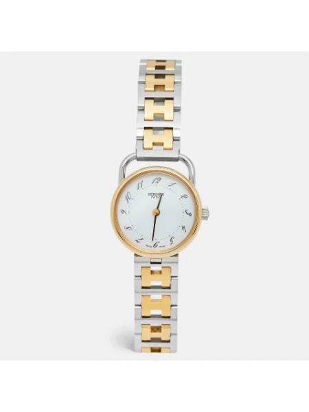 Relojes de acero inoxidable retro Hermès Vintage blanco
