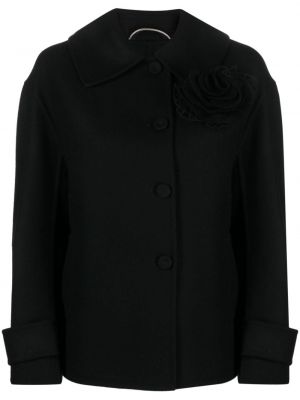 Kvetinový vlnený kabát Ermanno Scervino čierna