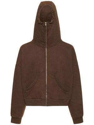 Pamučna hoodie s kapuljačom s patentnim zatvaračem Entire Studios smeđa