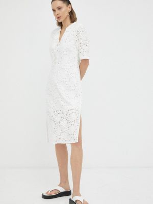 Sukienka mini dopasowana bawełniana Bruuns Bazaar biała