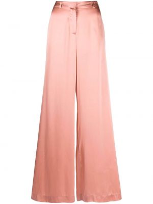 Pantaloni cu nasturi din satin de mătase L'agence - roz