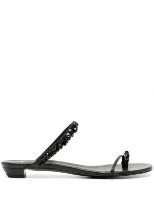 Krištáľové kožené sandále Undercover čierna