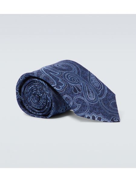 Cravatta di seta paisley in tessuto jacquard Etro blu