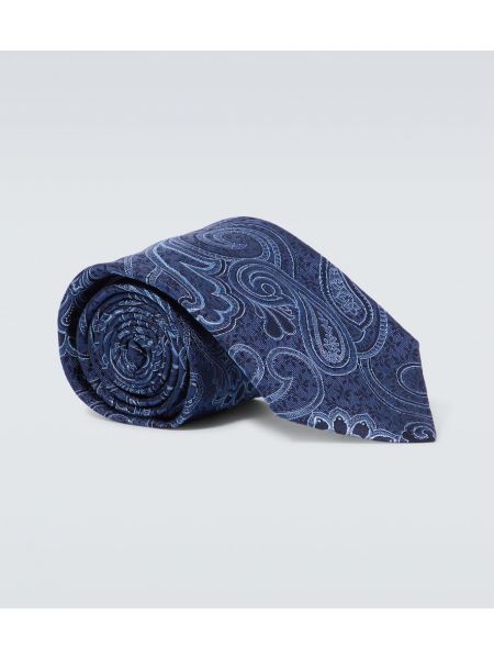 Jacquard seiden krawatte mit paisleymuster Etro blau