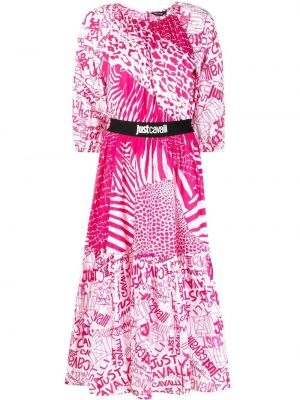 Sukienka z nadrukiem Just Cavalli różowa