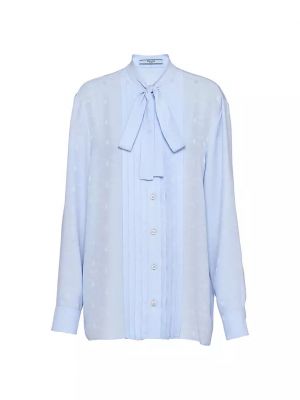 Синяя жаккардовая блузка Prada
