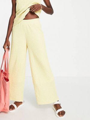 Текстурированные широкие брюки пастельного цвета Selected Femme - YELLOW желтого