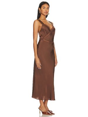 Vestido de encaje Bardot marrón
