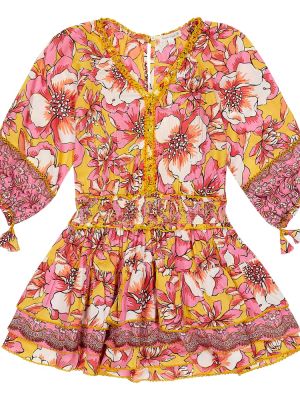 Floral dress for jenter Poupette St Barth Kids oransje