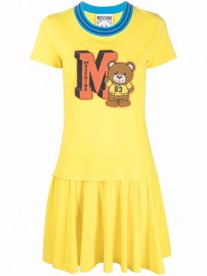 Памучна рокля жълто Moschino