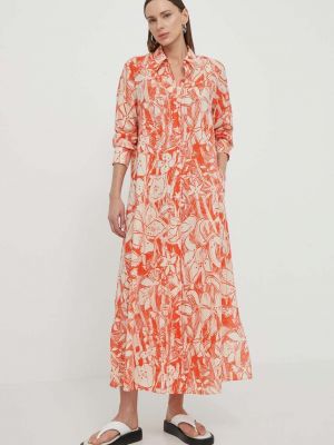 Sukienka długa bawełniana oversize Marc O'polo pomarańczowa