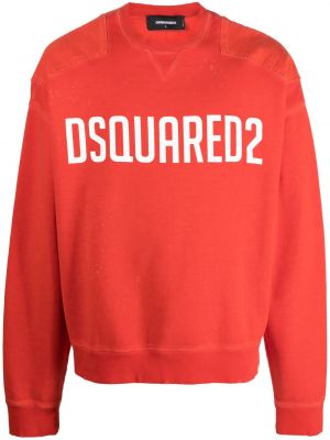 Bavlněný svetr s potiskem Dsquared2 červený