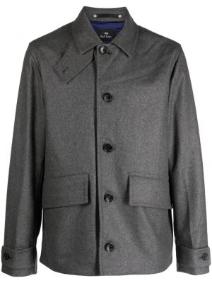 Vlněný krátký kabát Ps Paul Smith šedý