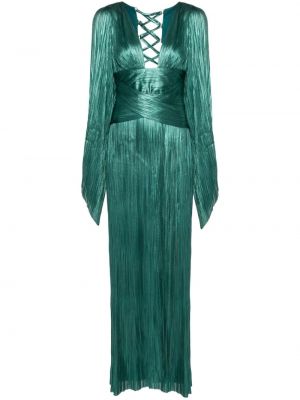 Plisirana svilena večernja haljina Maria Lucia Hohan zelena