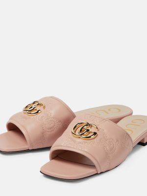 Sandały skórzane Gucci różowe