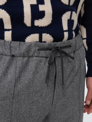 Фланелени вълнени спортни панталони Fendi сиво