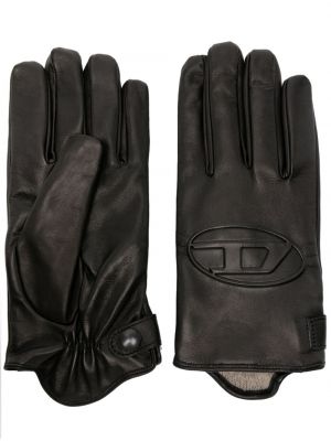 Černé kožené rukavice Diesel