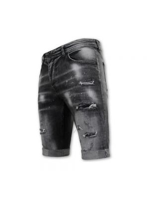 Slim fit distressed jeans shorts Local Fanatic schwarz