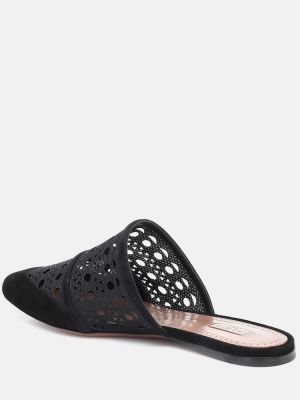 Semišové domáce papuče so sieťovinou Alaã¯a čierna