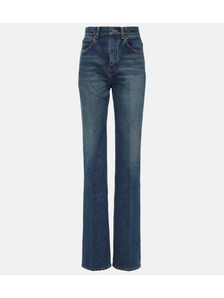 Proste jeansy z wysoką talią relaxed fit Saint Laurent niebieskie