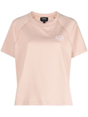 Medvilninis siuvinėtas marškinėliai A.p.c. rožinė