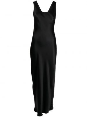 Svilena dolga obleka z perlami Gilda & Pearl črna