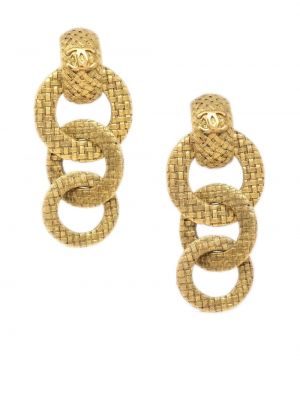 Cercei din tweed Chanel Pre-owned auriu