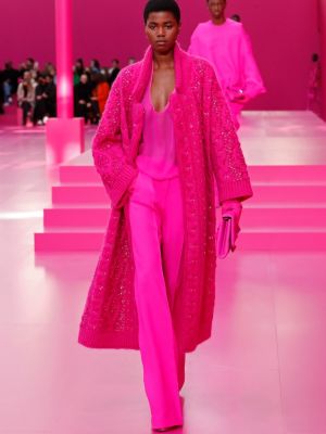 Mohérový kabát Valentino ružová