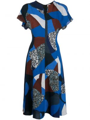 Midi haljina s printom s v-izrezom Paul Smith plava