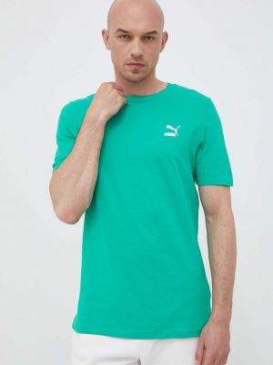 Памучна тениска с дълъг ръкав Puma зелено