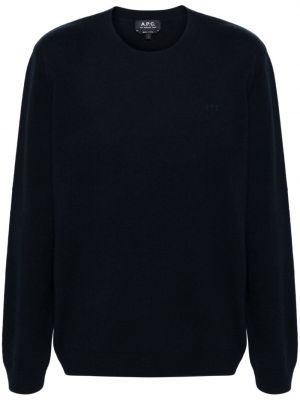 Volneni pulover z vezenjem A.p.c. modra