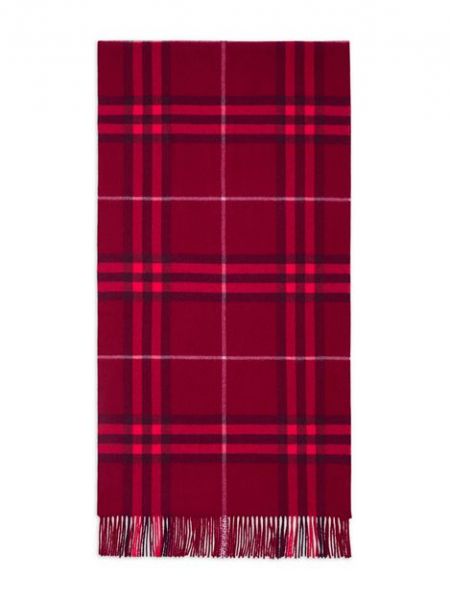 Клетчатый кашемировый шарф с бахромой Burberry красный