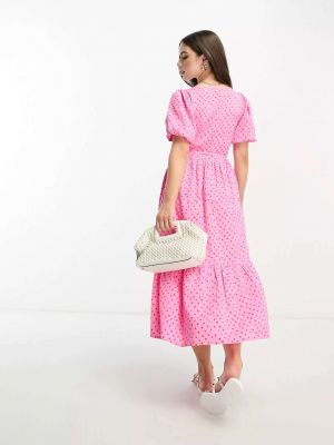 Платье миди в горошек Influence розовое