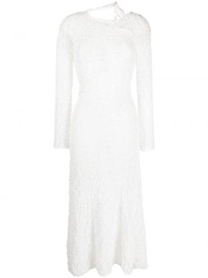 Φλοράλ μίντι φόρεμα με διαφανεια με δαντέλα Gimaguas λευκό