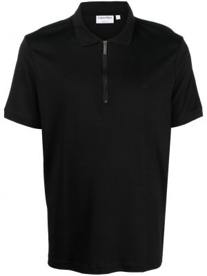Поло тениска с цип Calvin Klein черно