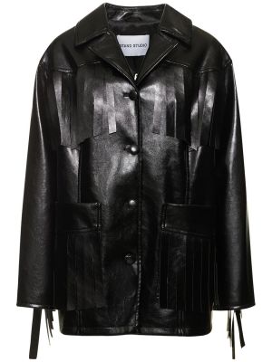 Kožená bunda z ekologickej kože Stand Studio čierna