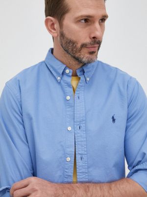 Koszula slim fit zapinane na guziki slim fit bawełniane Polo Ralph Lauren - niebieski