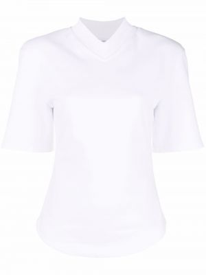 Памучна тениска с v-образно деколте The Attico бяло