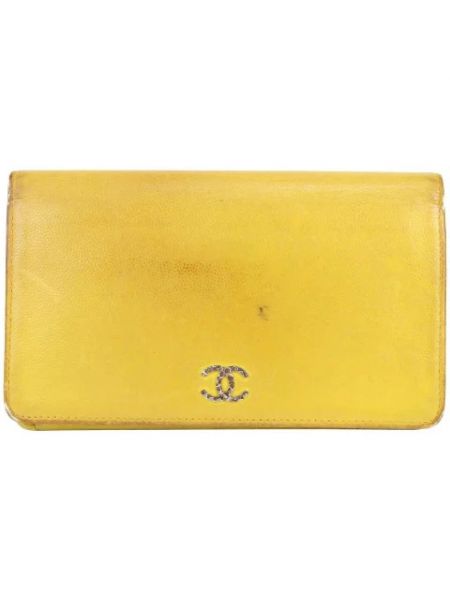 Portefeuille en cuir Chanel Vintage jaune