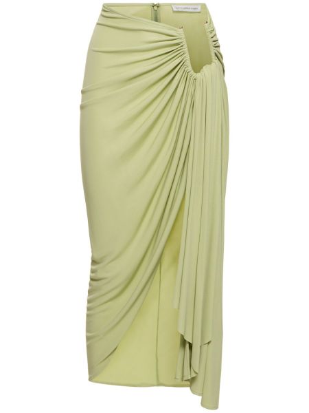 Drapované viskózové midi sukně Christopher Esber zelené