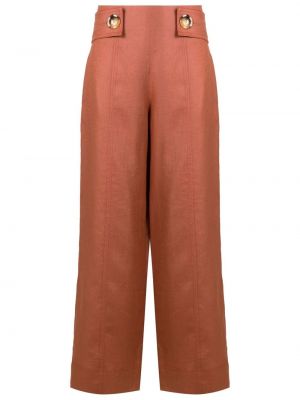 Lněné rovné kalhoty Alcaçuz hnědé