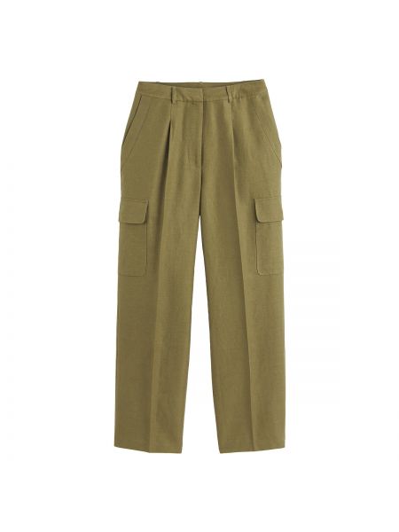 Pantalones de lino de algodón con bolsillos La Redoute Collections verde