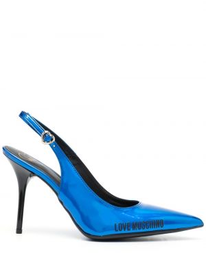 Полуотворени обувки с принт Love Moschino синьо