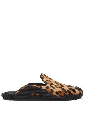 Pantuflas con estampado leopardo Dolce & Gabbana marrón