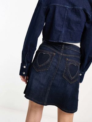 Джинсовая юбка с карманами с сердечками Love Moschino синяя
